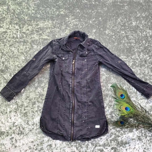 7 For All Mankind Denim Zipper Dress - Picture 1 of 8